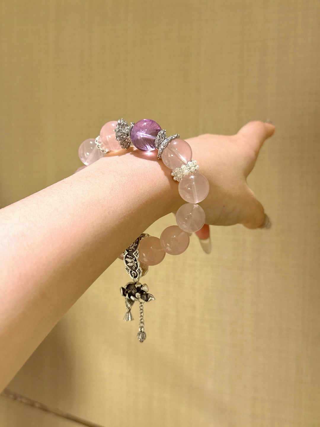 ▫️▪️ Pink crystal amethyst bracelet